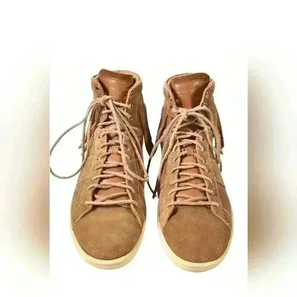 SAINT LAURENT Tan Suede Fringe Court Classic SL/18H High  Top Sneaker 9US Italy - Picture 2 of 8